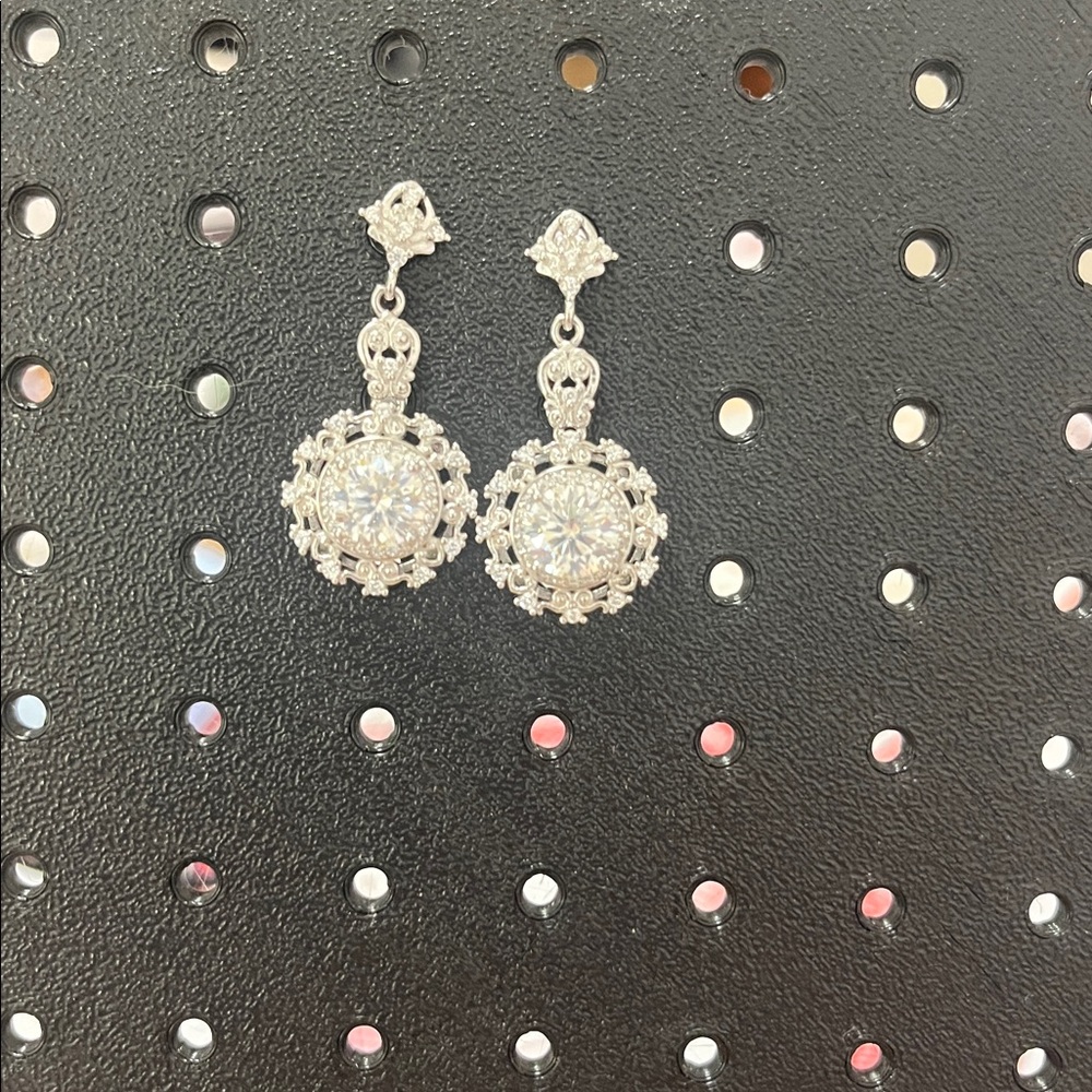 Elegant Silver Dangle Earrings, NWT